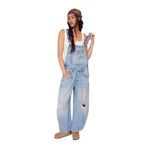 Free People We the Free Good Luck Barrel Overalls in Going Steady Size S